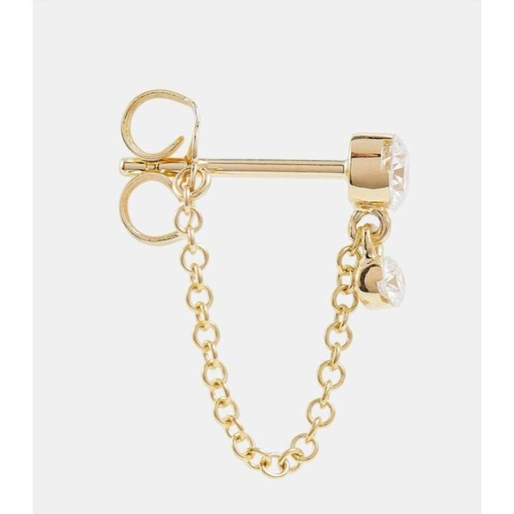 Maria Tash Invisible Dangle Chain 18kt gold single earring with diamonds - Picture 3 of 13